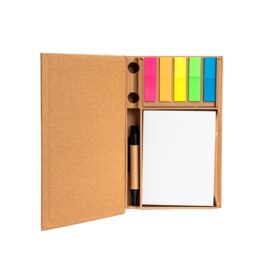 Bloco de Anotação com Autoadesivos e Caneta.