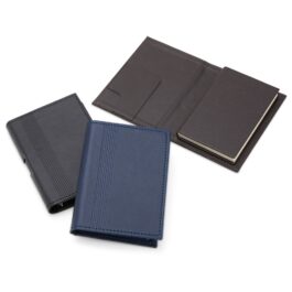 Bloco de Anotações em Couro Sintético e Porta Caneta.