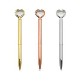 Caneta Metal Coração Diamante.