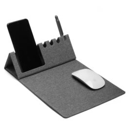 Mouse Pad com Suporte Celular e Canetas.