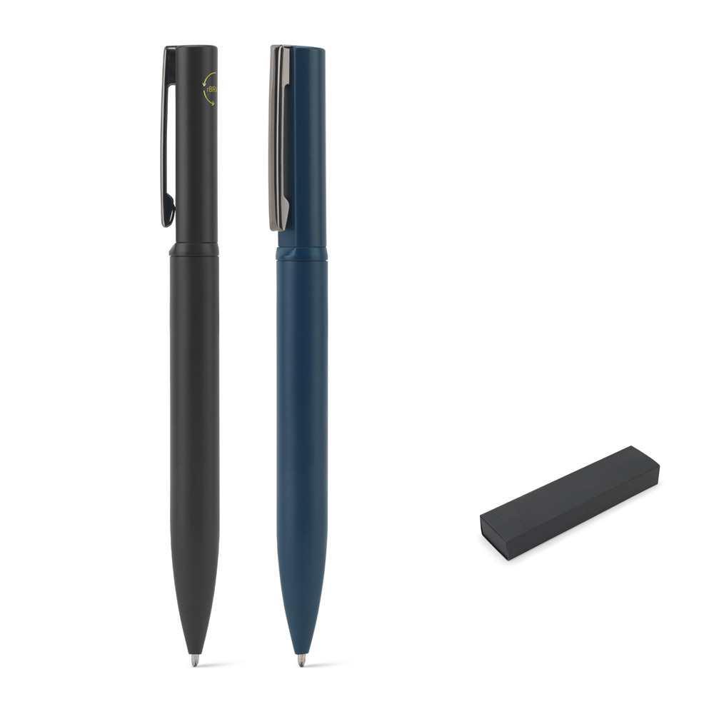 RODRIGUES. Esferográfica elegante em metal 60% reciclado com escrita em azul
