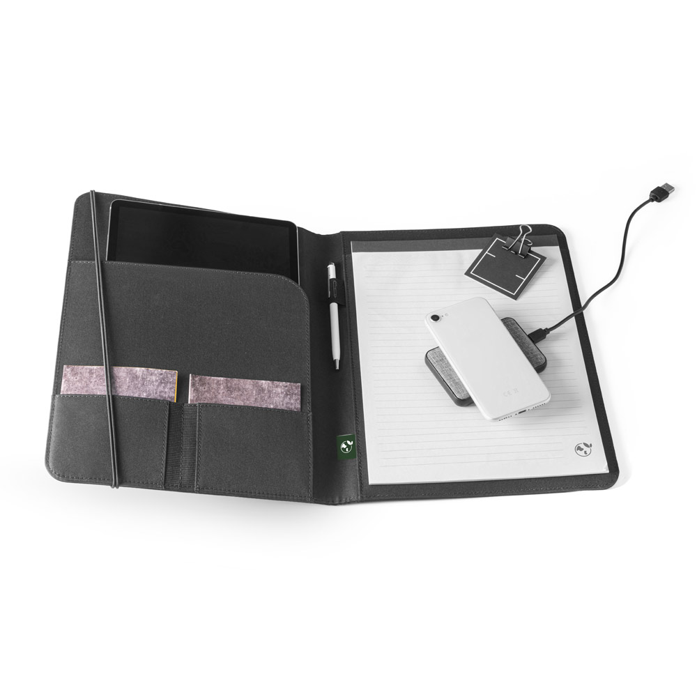 STIGGER. Pasta A4 em poliéster 100% reciclado 300D com caderno com 40 páginas pautadas - Imagem 4