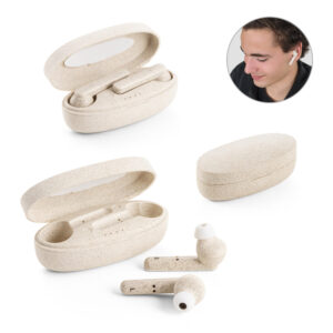 FOURIER TW. Fones de ouvido True Wireless em fibra de palha de trigo e PP com autonomia de 3h