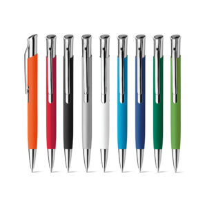 OLAF SOFT. Esferográfica em alumínio com escrita em azul