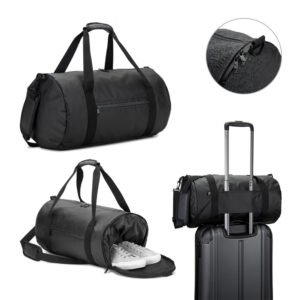 OSASCO SPORT. Bolsa esportiva em formato cilíndrico em poliéster reciclado 600D de alta densidade com compartimento lateral para sapatos 32 L