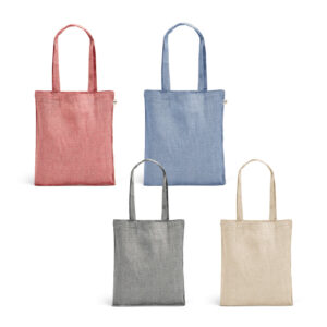 RYNEK. Sacola dobrável em 70% algodão reciclado e 30% poliéster reciclado (140 g/m²) sem tingimento