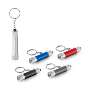 LERGAN. Chaveiro em alumínio com lanterna de 3 luzes LEDs