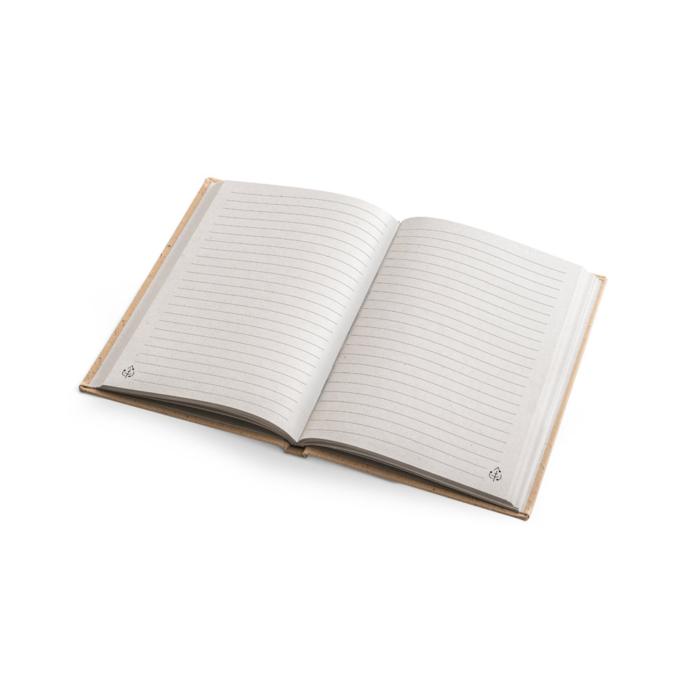 COCOPAD. Caderno A5 em casca de coco (60%) e trapos de algodão (40%) com folhas pautadas, com 160 páginas pautadas recicldas - Imagem 5