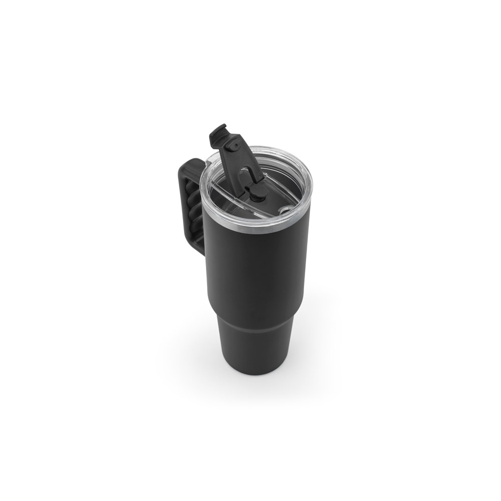JOYNER XL. Copo de viagem de grande dimensão em aço inoxidável 91% reciclado com parede dupla isolada a vácuo e acabamento em mate 1300 mL - Imagem 6
