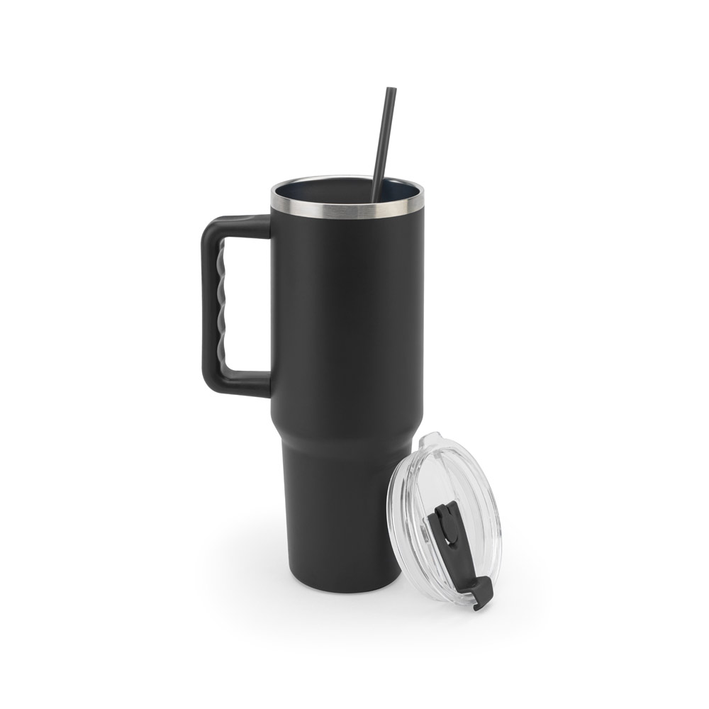 JOYNER XL. Copo de viagem de grande dimensão em aço inoxidável 91% reciclado com parede dupla isolada a vácuo e acabamento em mate 1300 mL - Imagem 7