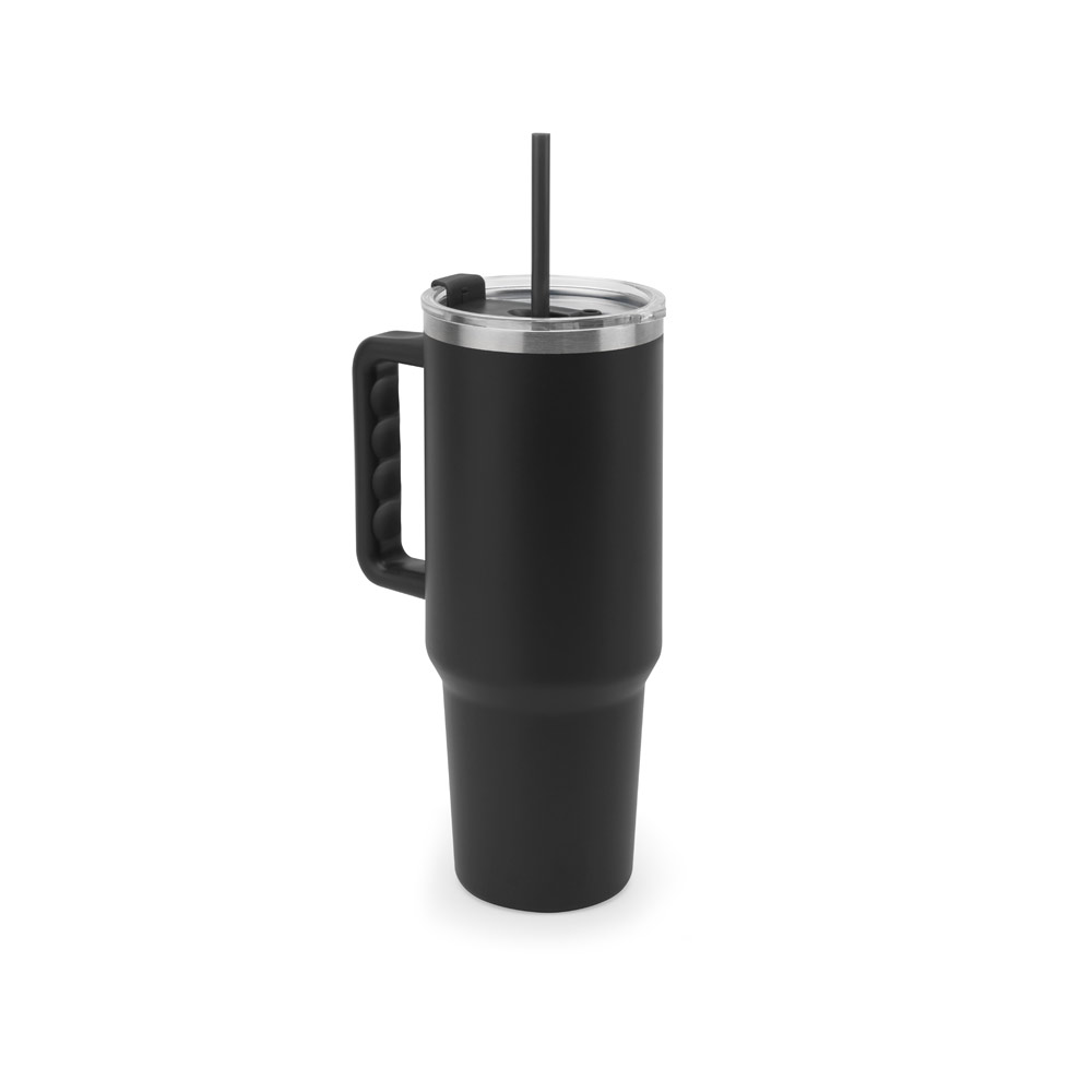 JOYNER XL. Copo de viagem de grande dimensão em aço inoxidável 91% reciclado com parede dupla isolada a vácuo e acabamento em mate 1300 mL - Imagem 5