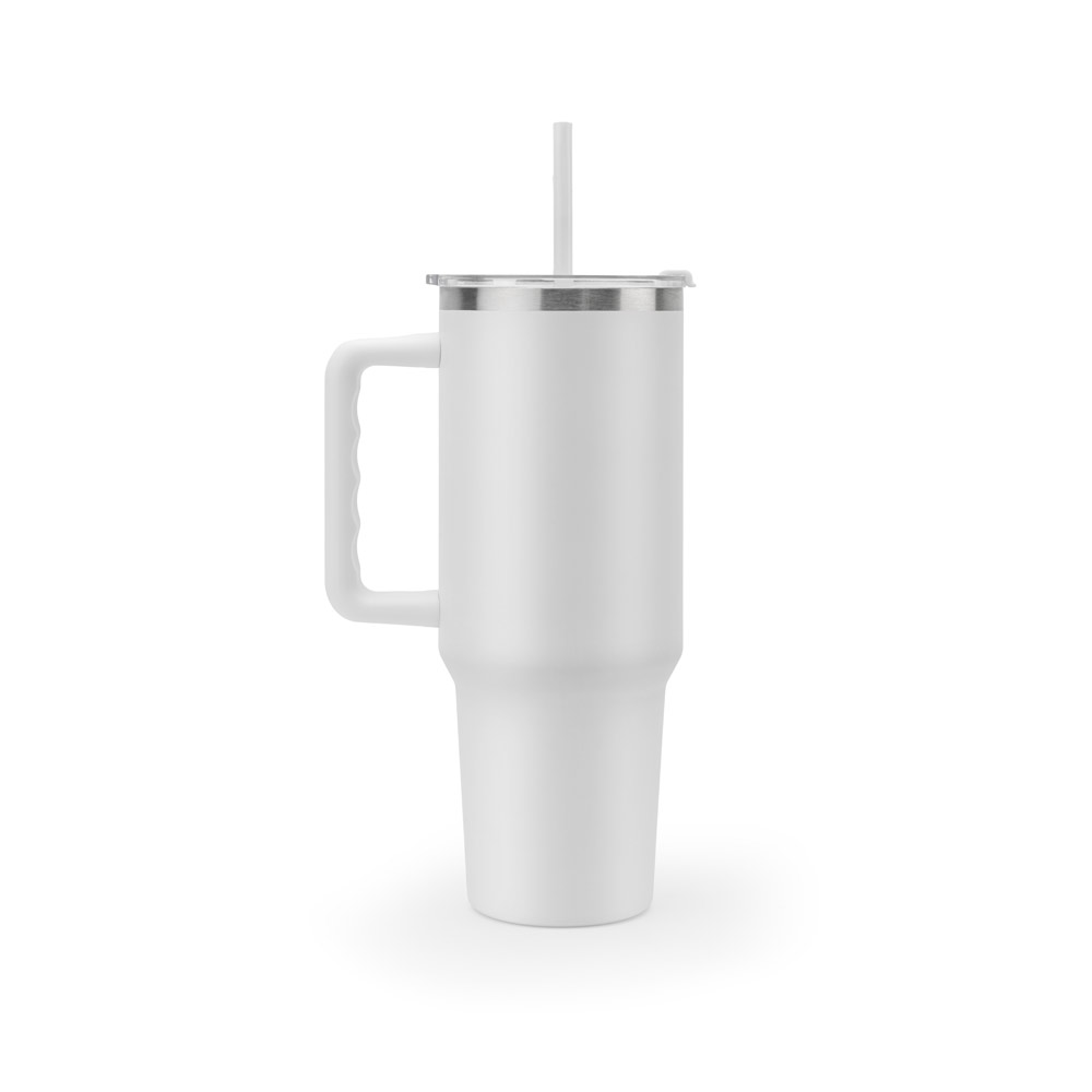 JOYNER XL. Copo de viagem de grande dimensão em aço inoxidável 91% reciclado com parede dupla isolada a vácuo e acabamento em mate 1300 mL - Imagem 9