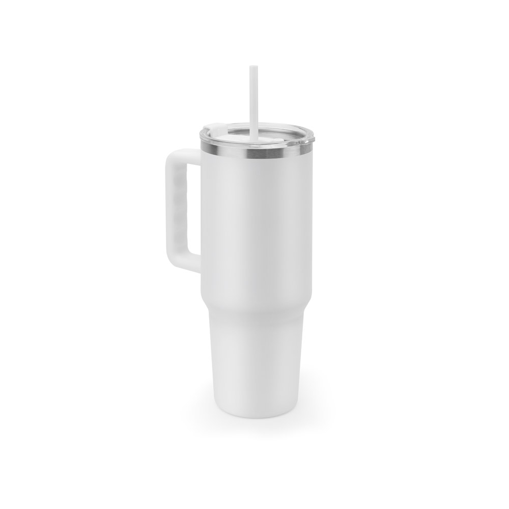 JOYNER XL. Copo de viagem de grande dimensão em aço inoxidável 91% reciclado com parede dupla isolada a vácuo e acabamento em mate 1300 mL - Imagem 8