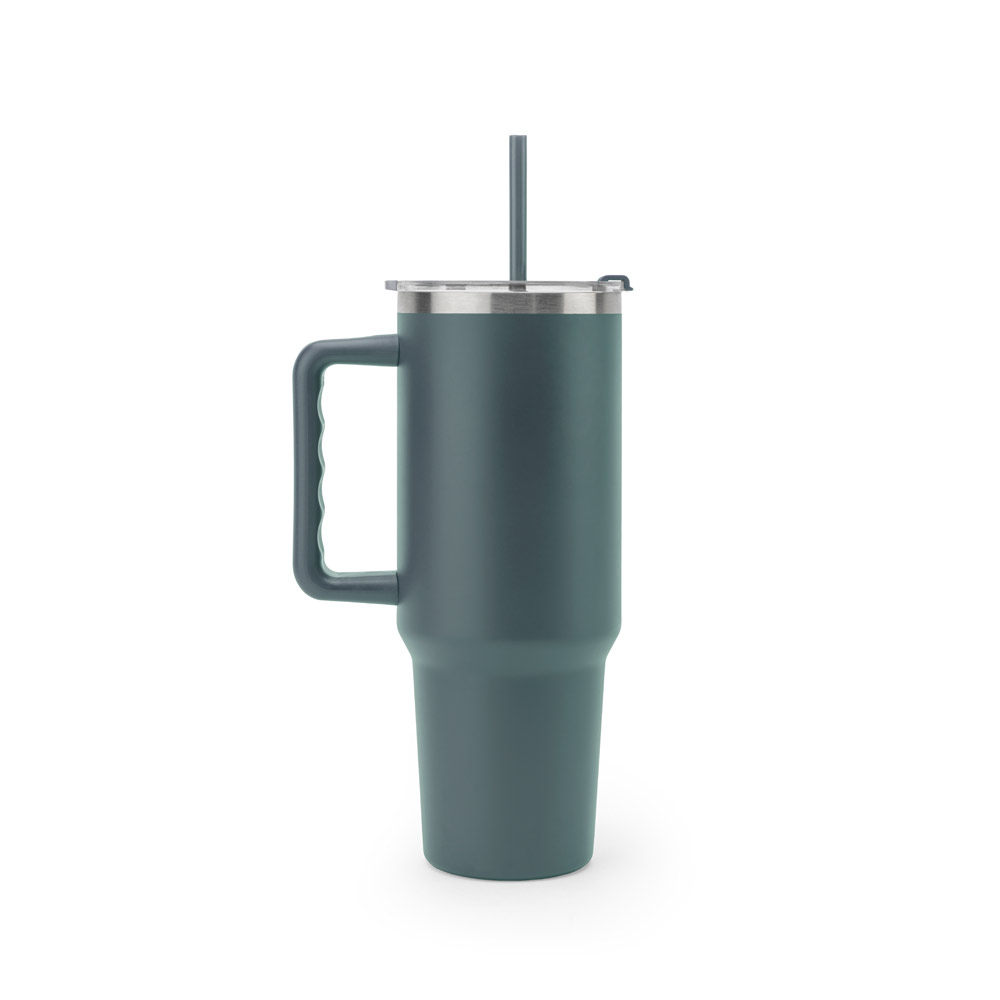 JOYNER XL. Copo de viagem de grande dimensão em aço inoxidável 91% reciclado com parede dupla isolada a vácuo e acabamento em mate 1300 mL - Imagem 17