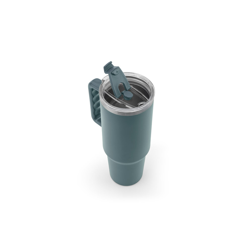 JOYNER XL. Copo de viagem de grande dimensão em aço inoxidável 91% reciclado com parede dupla isolada a vácuo e acabamento em mate 1300 mL - Imagem 18