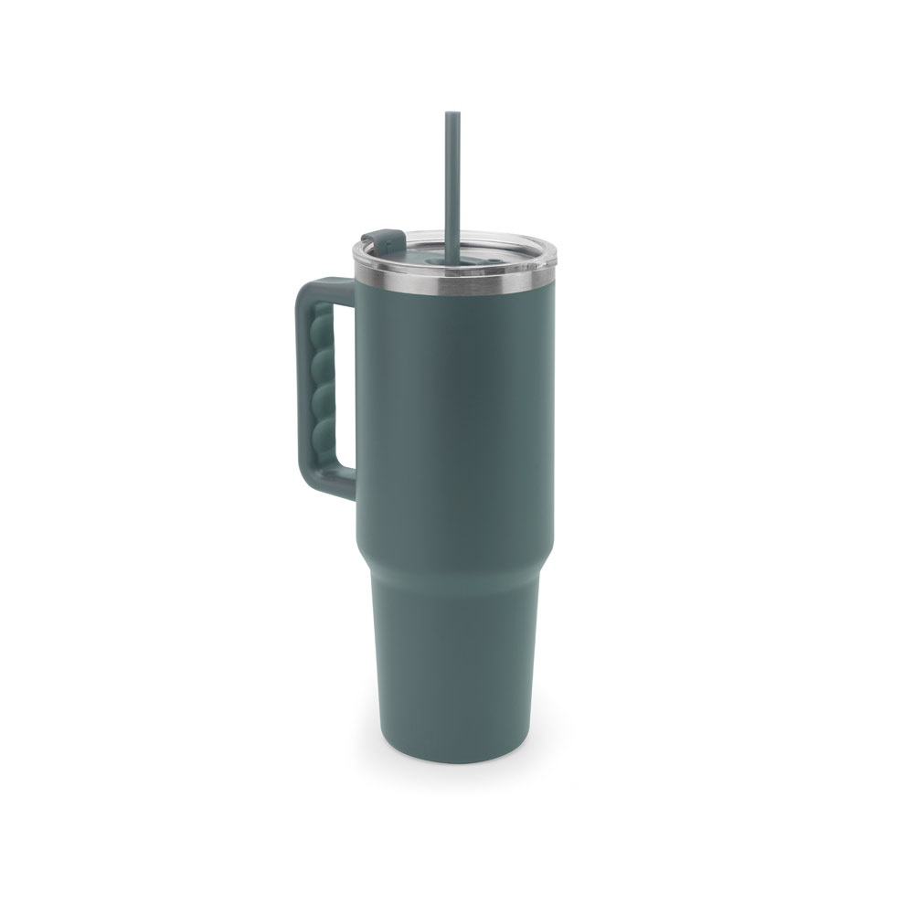 JOYNER XL. Copo de viagem de grande dimensão em aço inoxidável 91% reciclado com parede dupla isolada a vácuo e acabamento em mate 1300 mL - Imagem 16