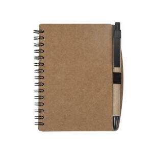 Bloco de anotações com caneta.