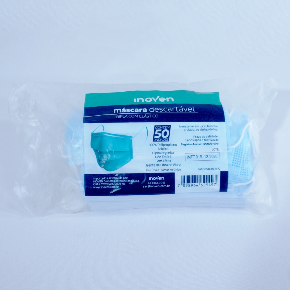 Máscara Descartável Camada Tripla com Clipe Nasal - Imagem 3