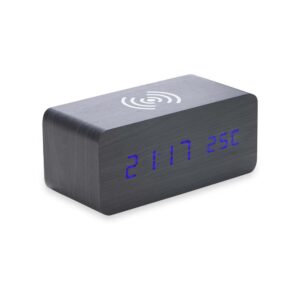 Relógio de Madeira com Carregamento por Indução.