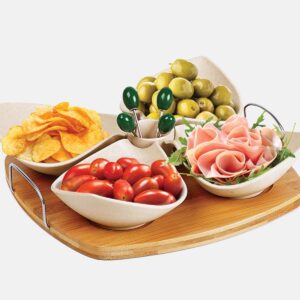 Conjunto Para Petiscos Em Bambu / Fibra De Bambu - 10Pçs