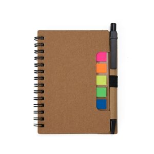 Bloco de Anotações Ecológico com Autoadesivos e Caneta.