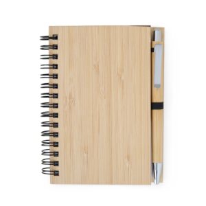 Caderno de Bambu com Caneta.