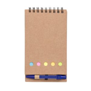 Bloco de Anotações com Autoadesivos e Caneta.