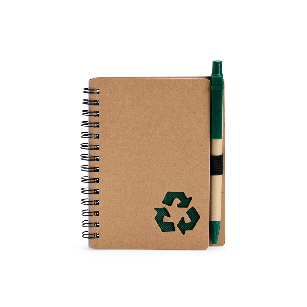 Caderno Ecológico Capa Papelão com Caneta.