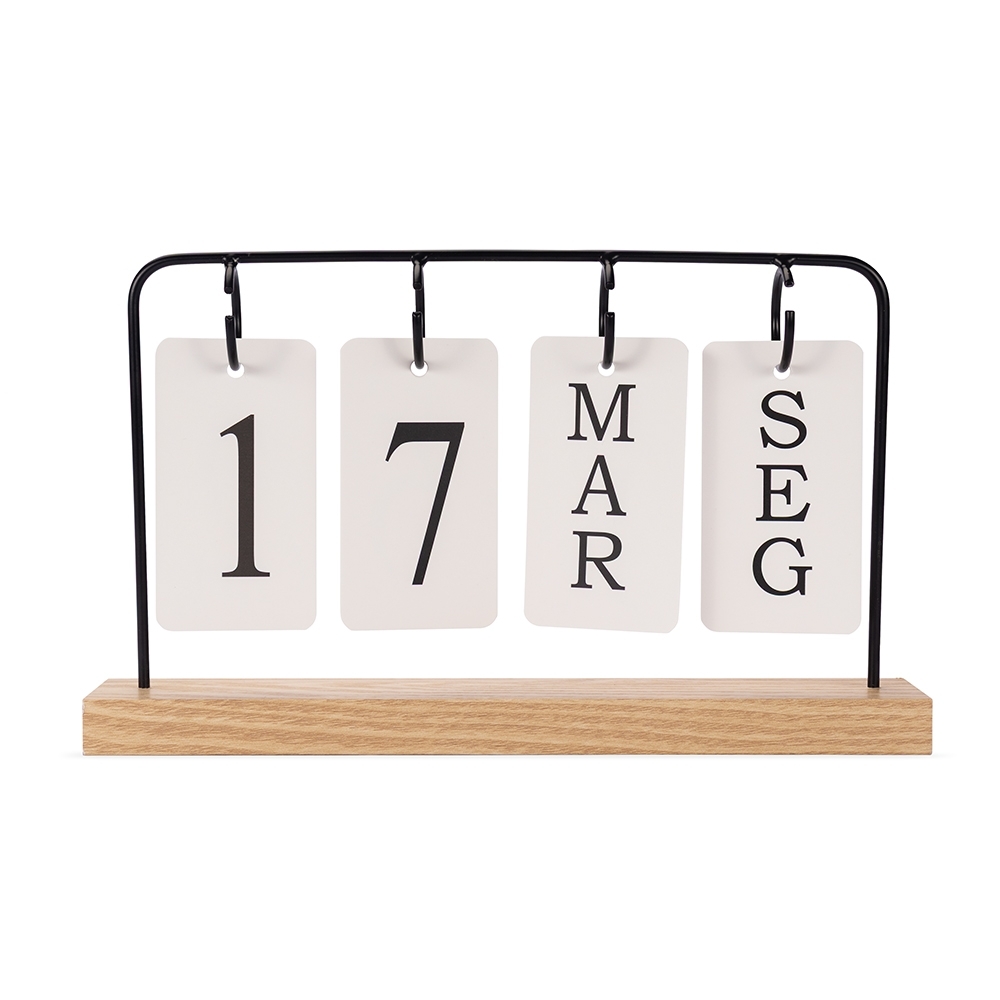 Calendário Permanente de Madeira com Alça de Metal. - Imagem 2