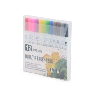 Kit Canetinhas Ponta Dupla Com 12 Cores.