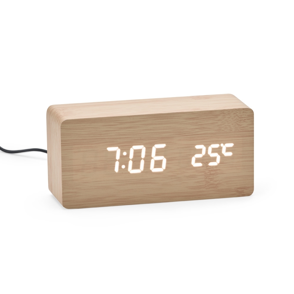 Relógio Despertador de Madeira Com Painel LED. - Imagem 2