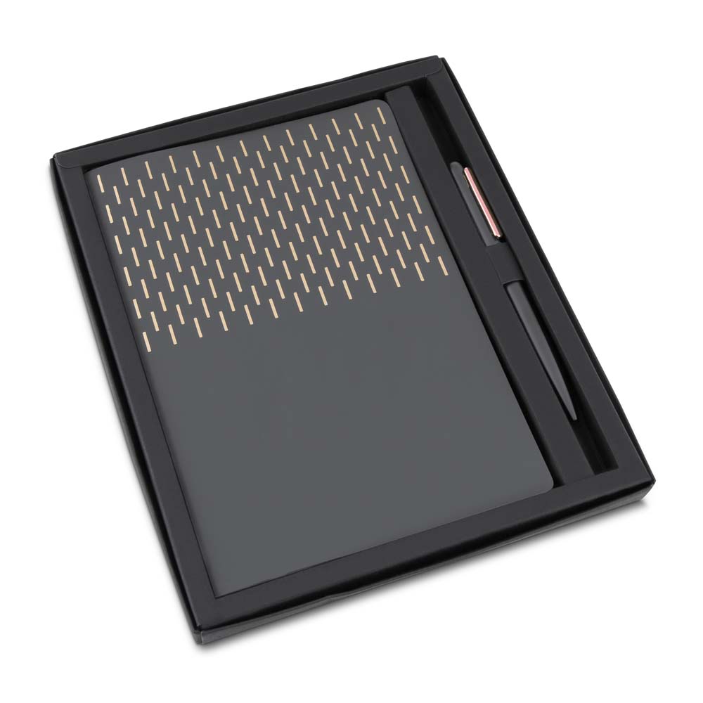 Kit Escritório A5 Capa em PU e Caneta Metalica - Azul - Imagem 4