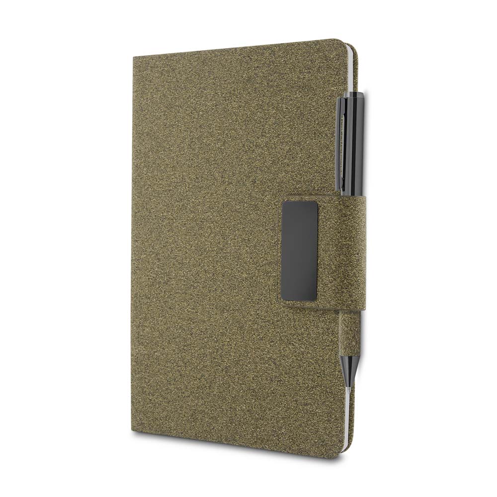 Kit escritório A5 em PU e fibra de café ou chá e Caneta Metalica - Café - Imagem 6