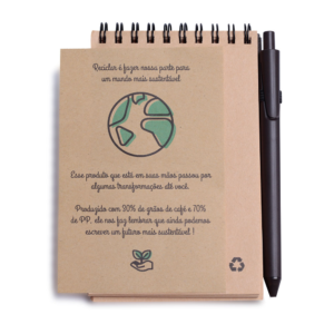 Mini Caderno A6 Capa em PP c/ Caneta - Cafe